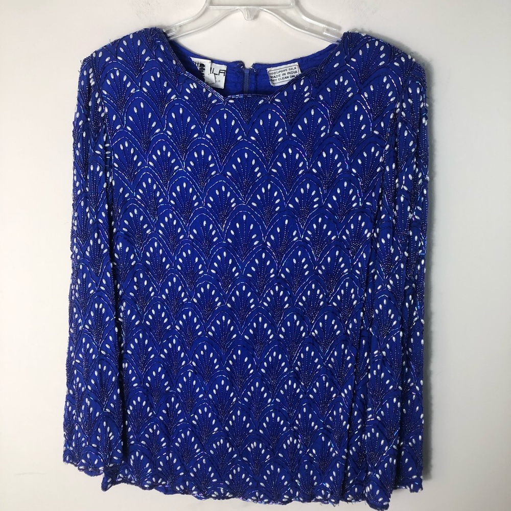 Scala Sequined Vintage Top With Should Pads. - image 1